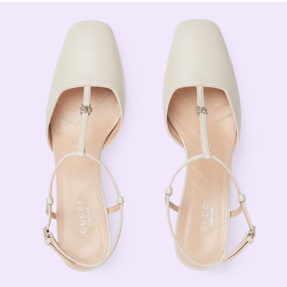 New Gucci GG Marmont mini cream slingback pumps - Picture 15 of 15